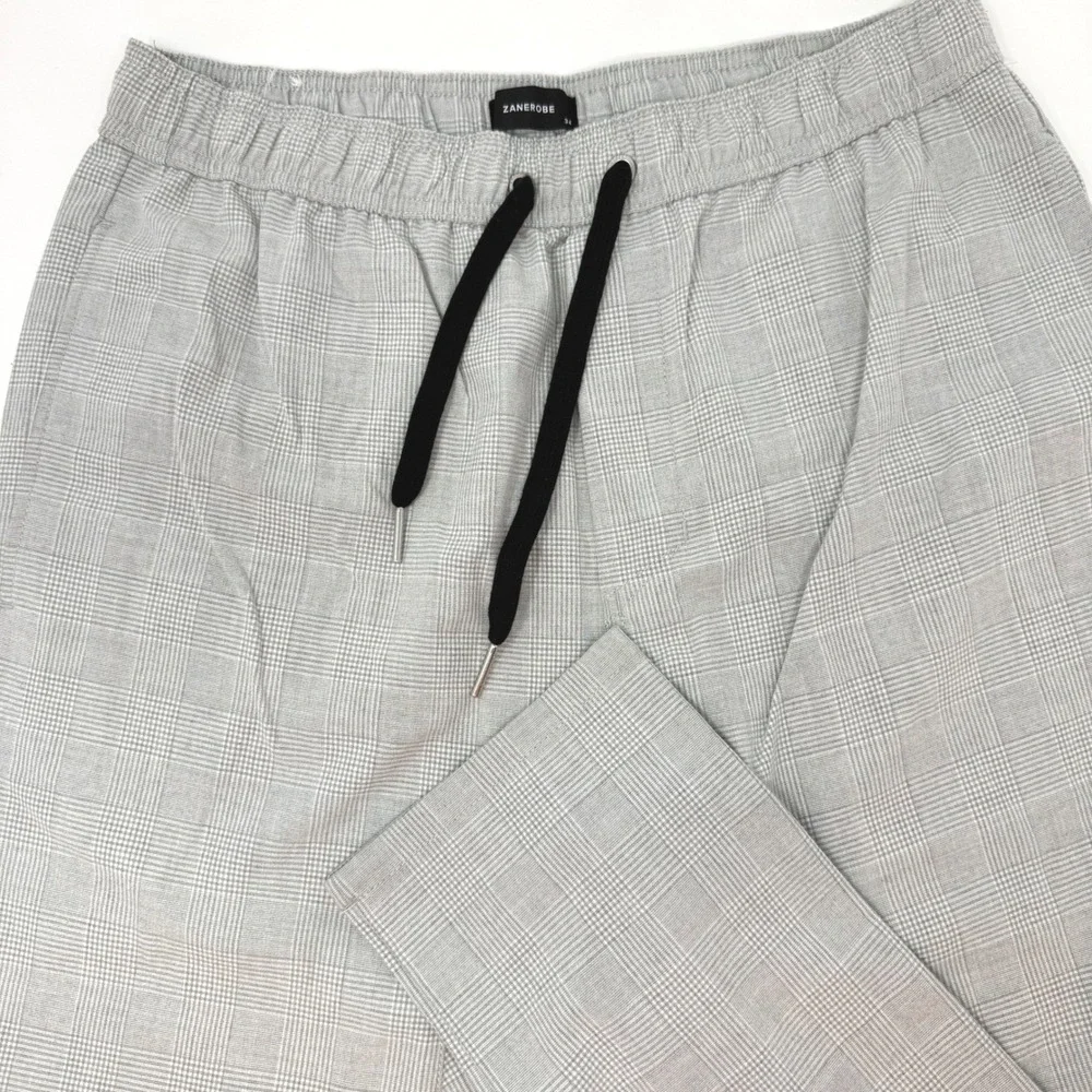 Zanerobe Mens Size 34 Gray Glen‎ Plaid Jogger Pants Elastic Waist Drawstring